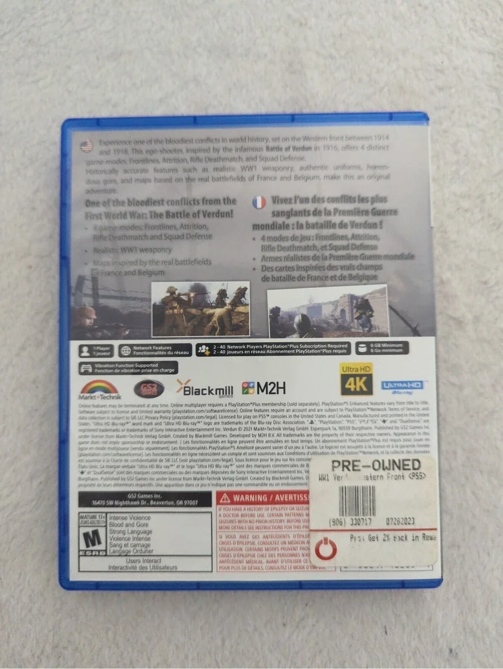 WWI Verdun Western Front PS5 Pre-Owned Game